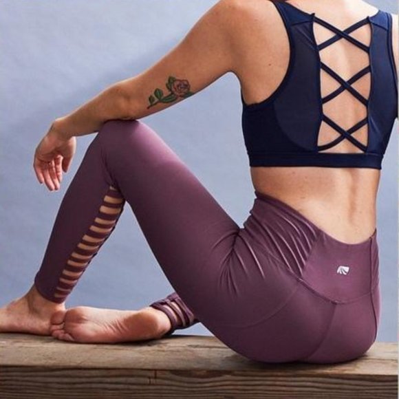 Marika Pants - Marika Orchid Vent High Waist Lattice Leggings M